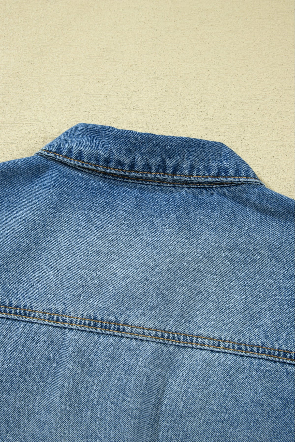 Denim Raw Edge Short Sleeve Ruffle Hem Jacket