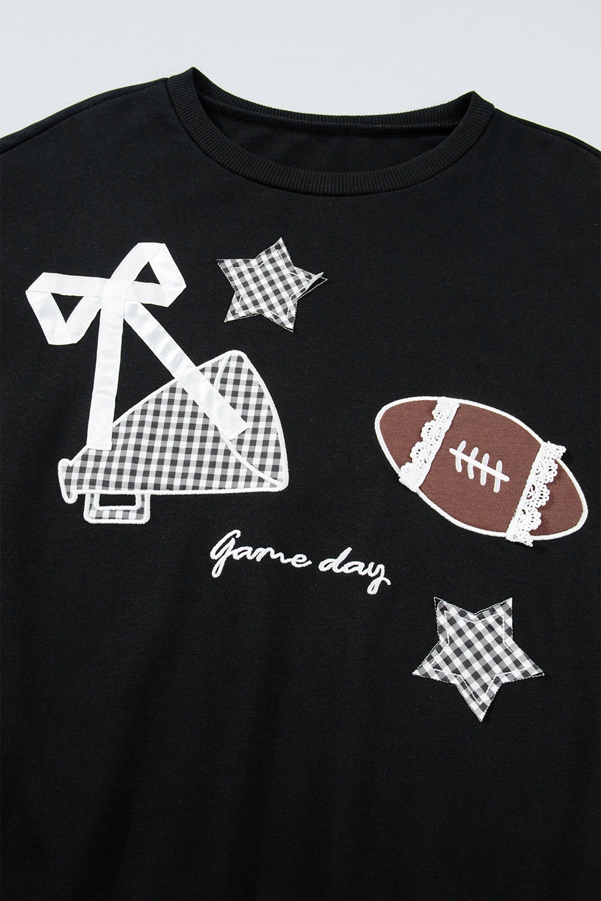 Game Day Gingham Patch Embroidered Sweatshirt