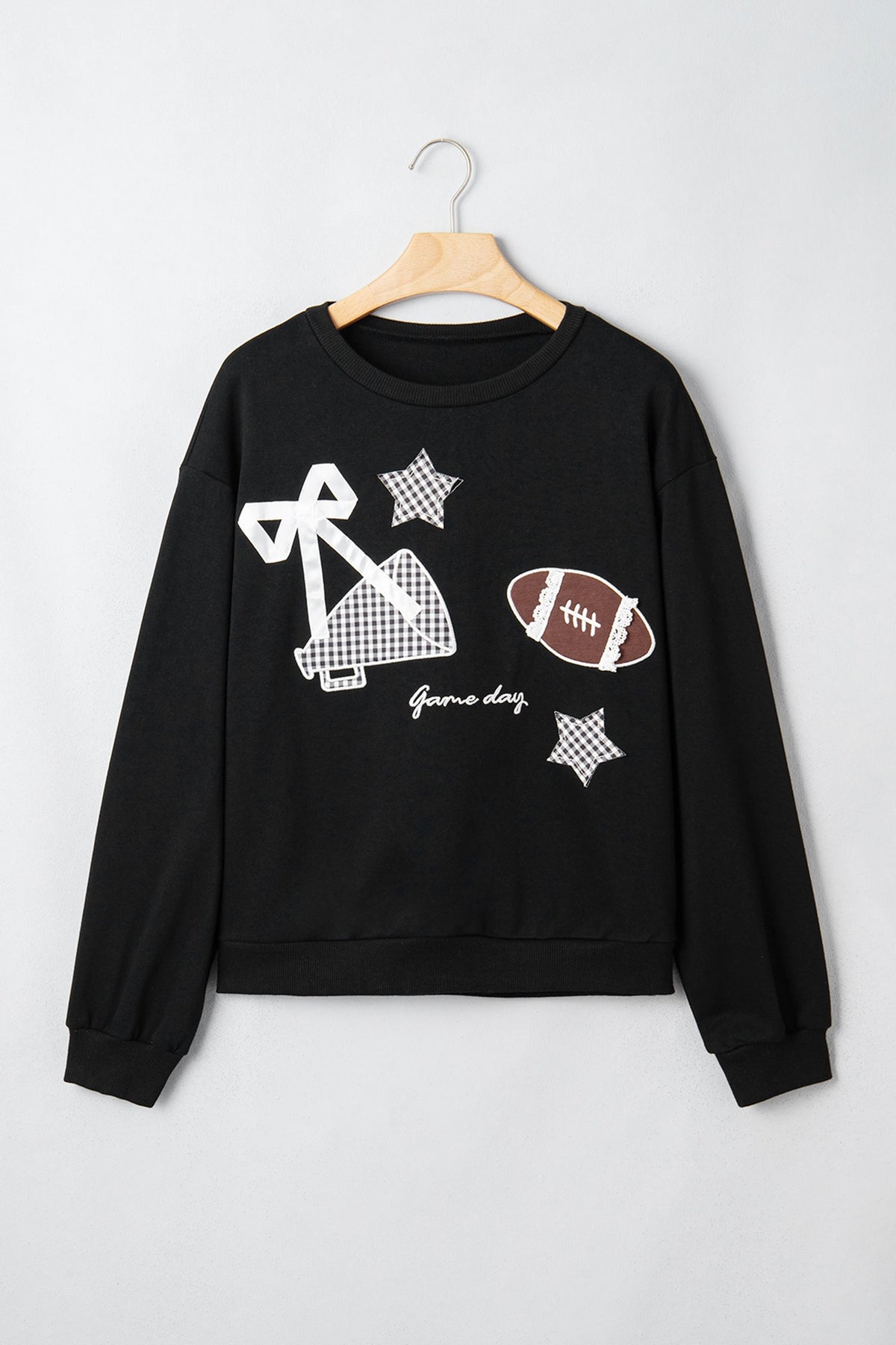 Game Day Gingham Patch Embroidered Sweatshirt