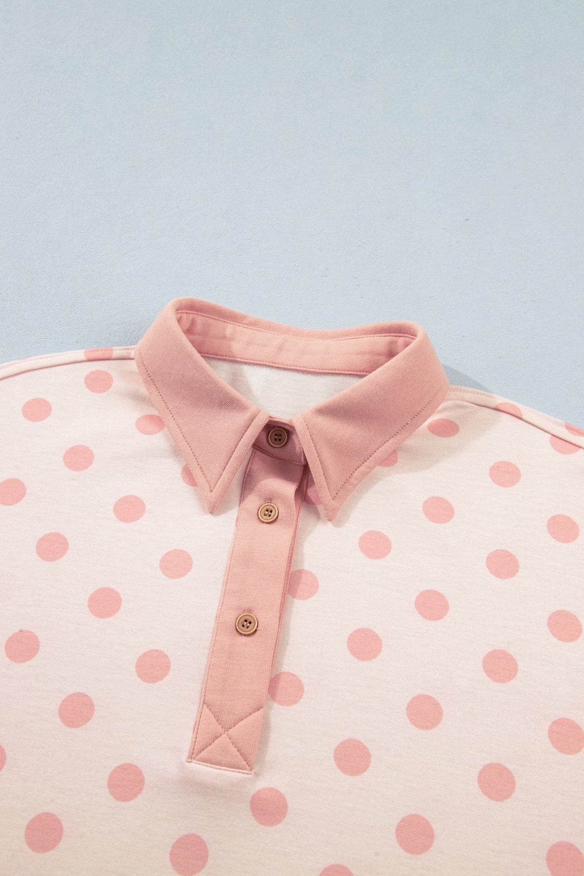 Polka Dot Polo Pullover & Elastic Waist Shorts Set