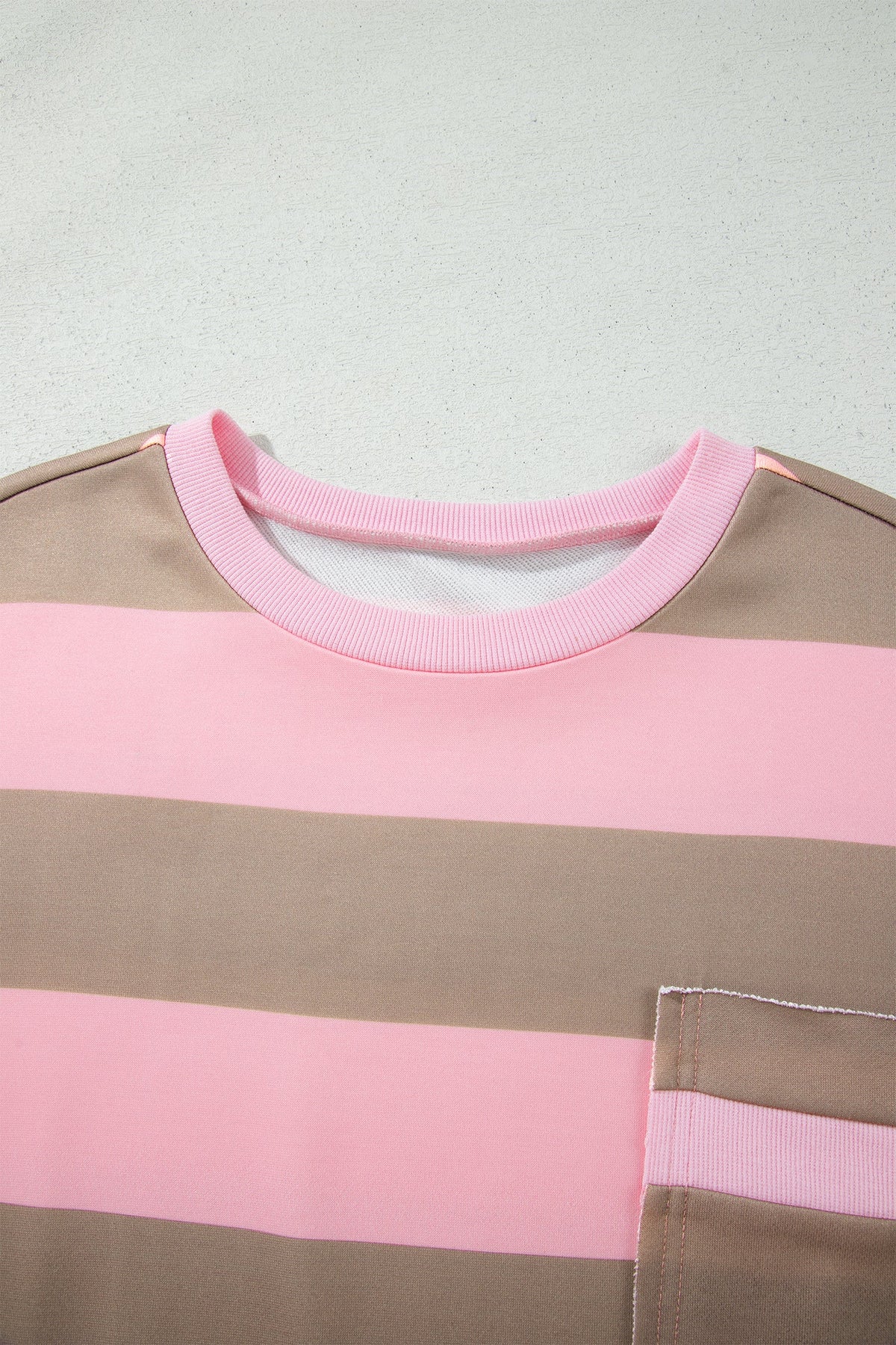 Stripe Colorblock Patch Pocket Long Sleeve Oversized Sweatshirt